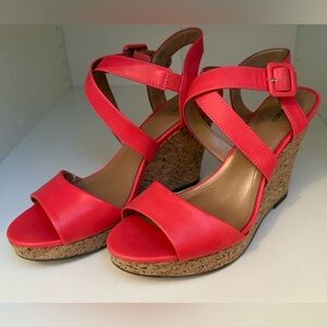 Style & Co Red Wedge Sandals with Cork Heel
